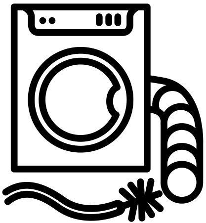 Illustration of a house with a dryer vent system showing airflow from inside to outside.