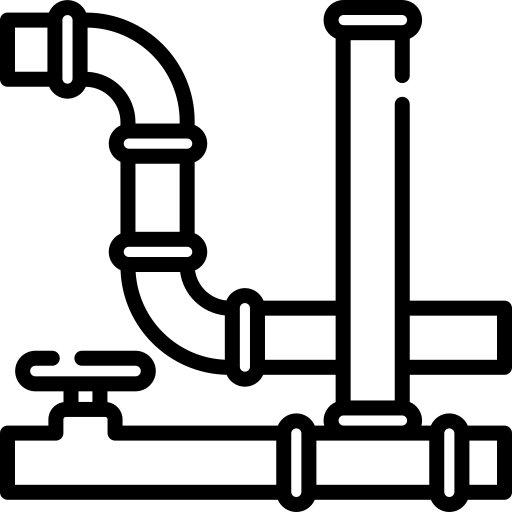 Black vertical pipe icon with two flanges and bolt holes on a transparent background.